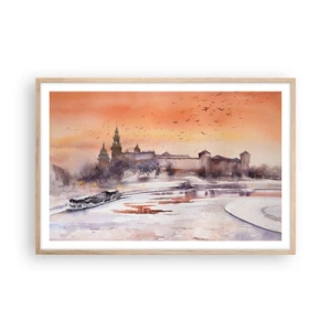 Poster în ramă de stejar deschis - Apus de soare regal - 91x61 cm