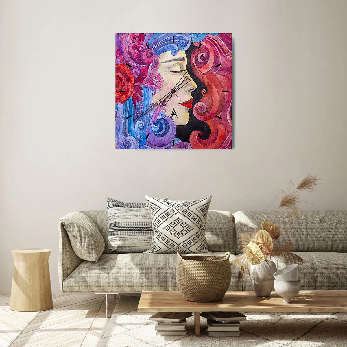 Ceas de perete - Ceas pe sticlă - Secesiunea mai trăiește - 40x40 cm