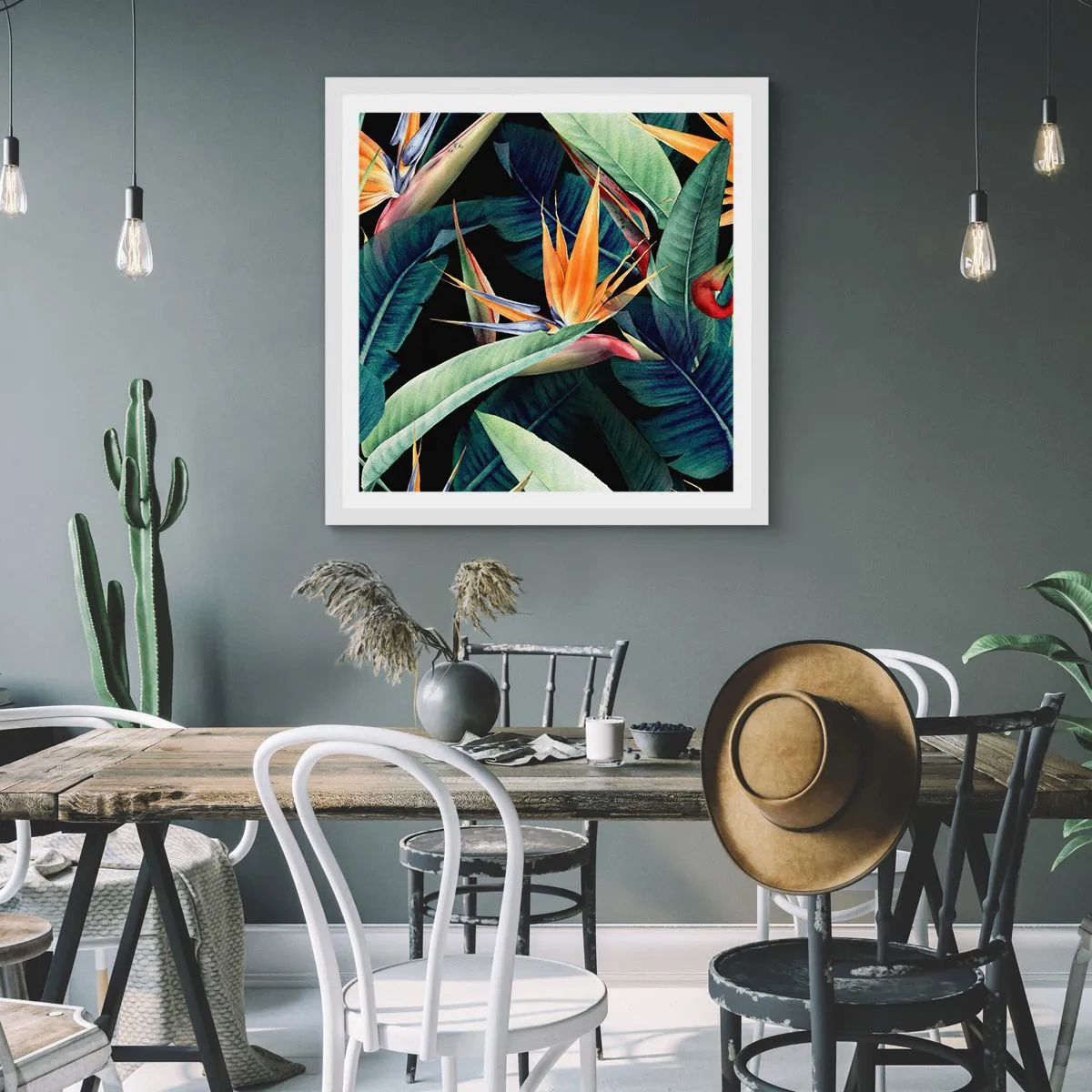 Poster în ramă albă - Florile de flacără ale tropicelor - 60x60 cm