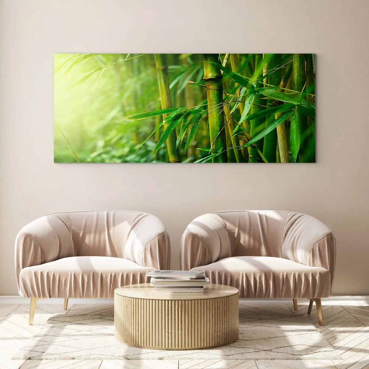 Tablou pe sticlă - Cunoașteți verdeața în sine - 90x30 cm