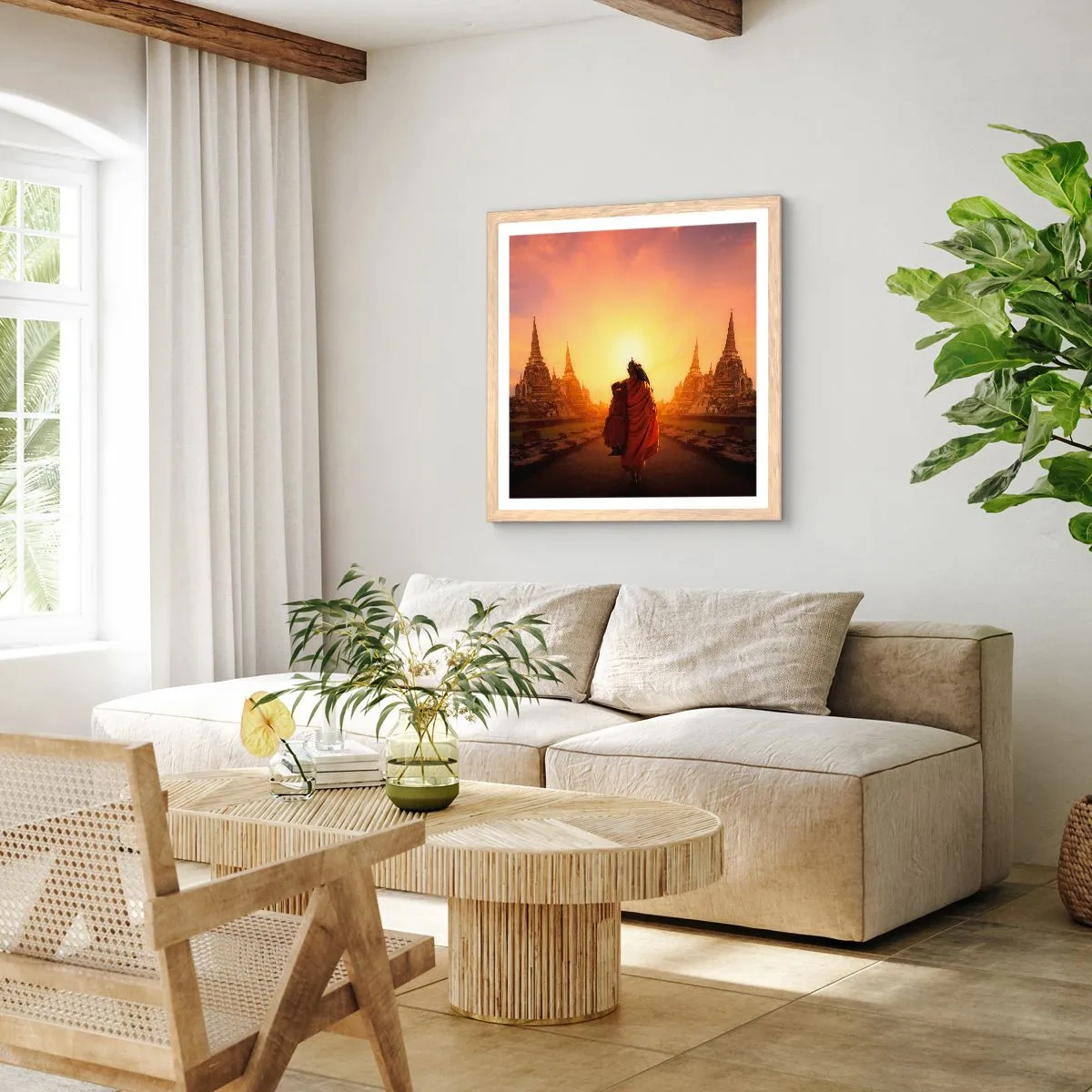 Poster în ramă de stejar deschis - În pace prin eternitate - 40x40 cm