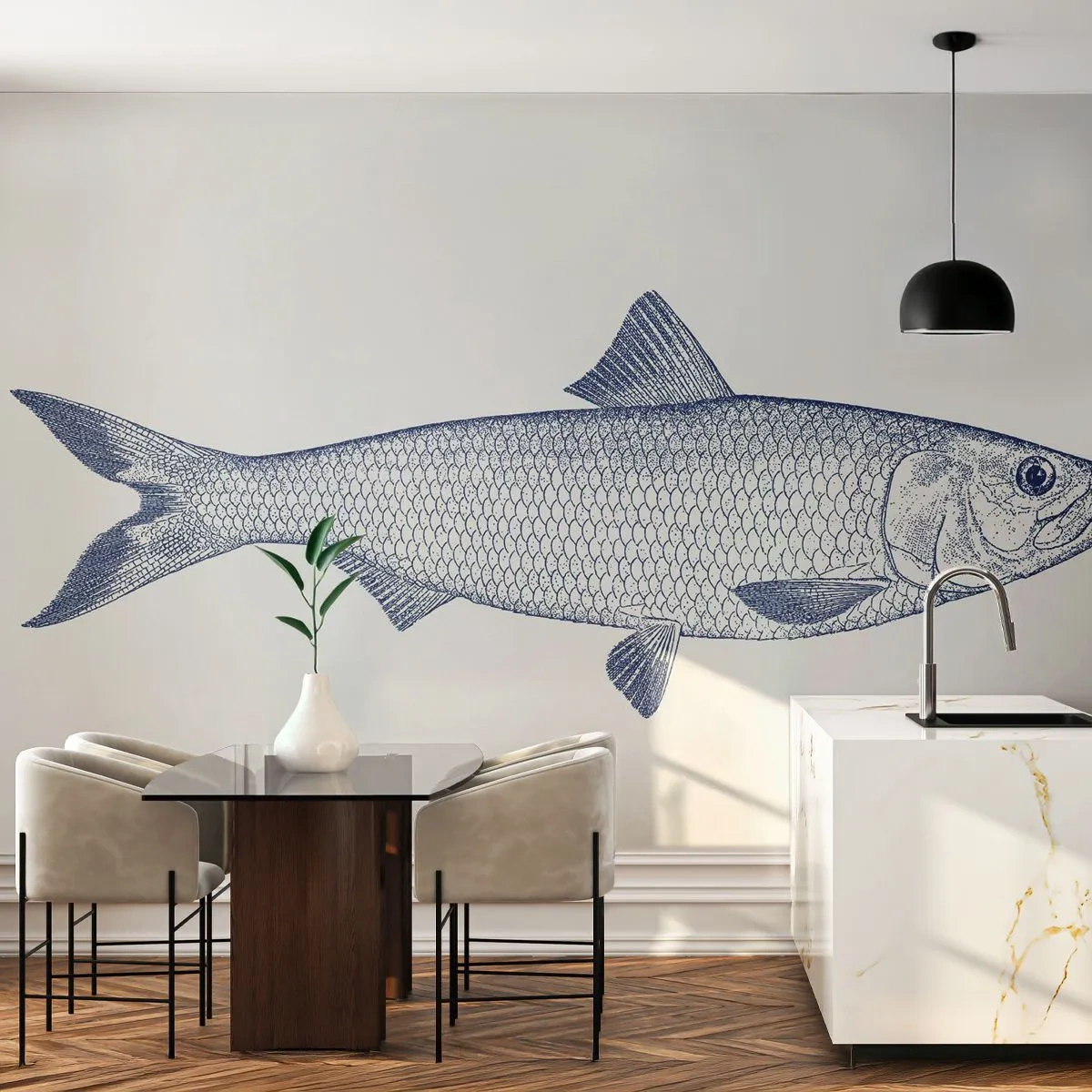 Tapet Premium Sand - Salutări din mările nordice - Peşte, Animal de mare, Stil de litoral - 500x350 cm