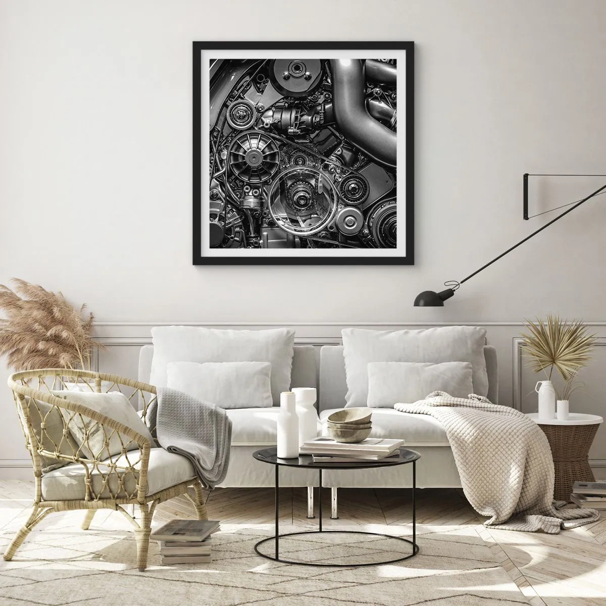 Poster în ramă neagră - Poezia mecanicii - 60x60 cm