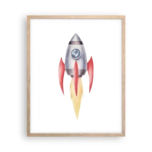 Poster în ramă de stejar deschis - Mai sus, mai repede, mai departe - 40x50 cm