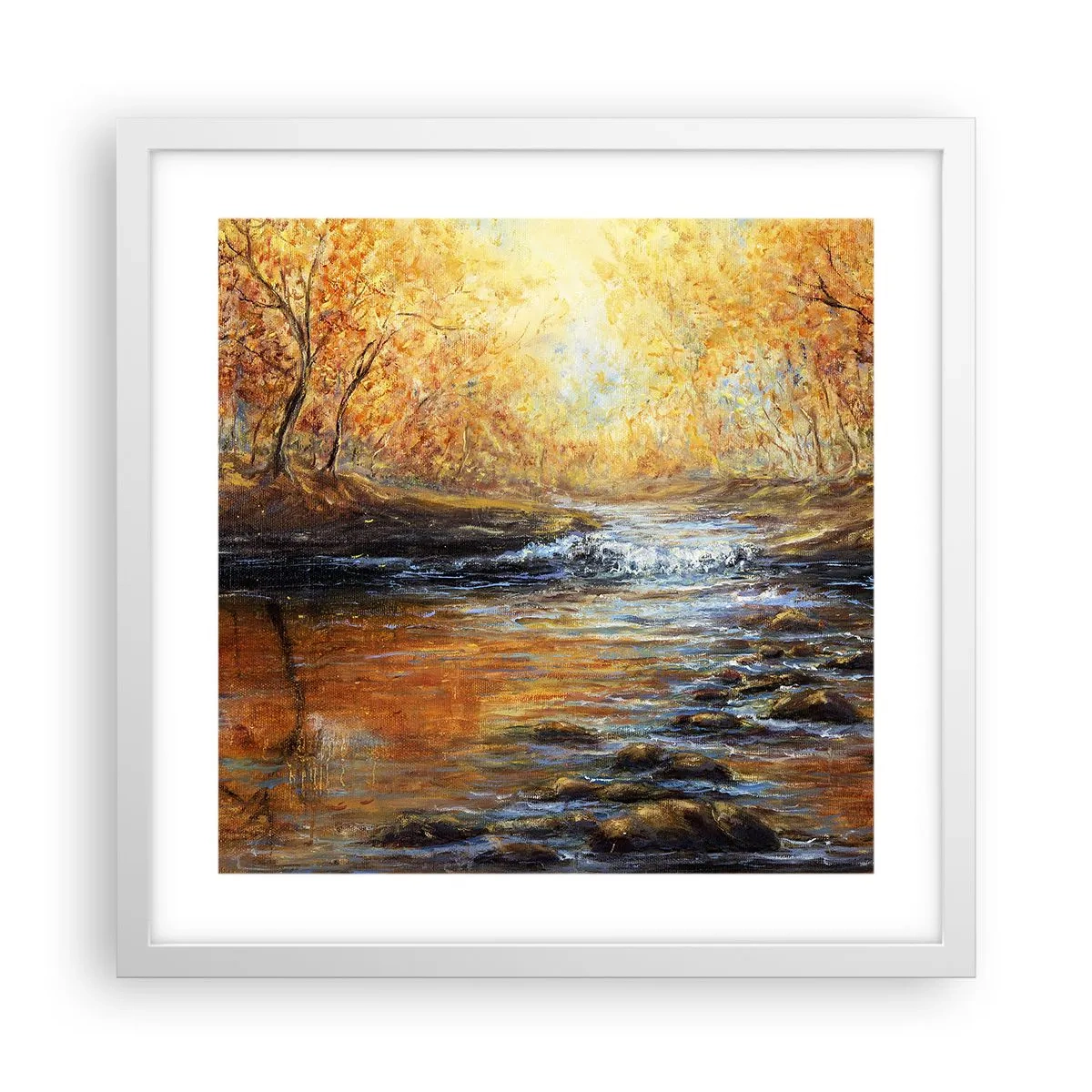 Poster în ramă albă - Pârâul de aur - 40x40 cm