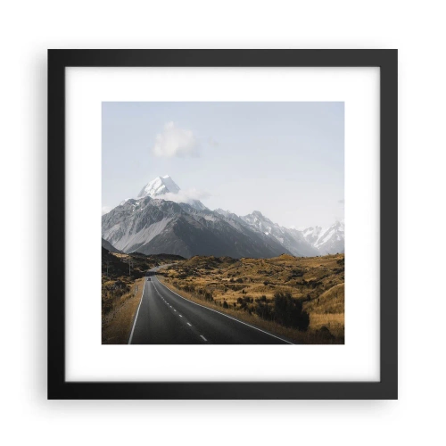 Poster în ramă neagră - Drumul spre inima munților - 30x30 cm
