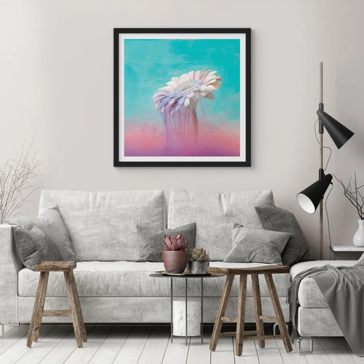 Poster în ramă neagră - Viața de după flori - 30x30 cm
