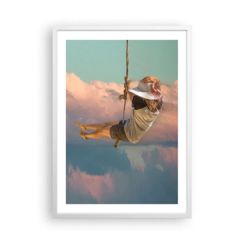 Poster în ramă albă - Distracție în nori - 50x70 cm