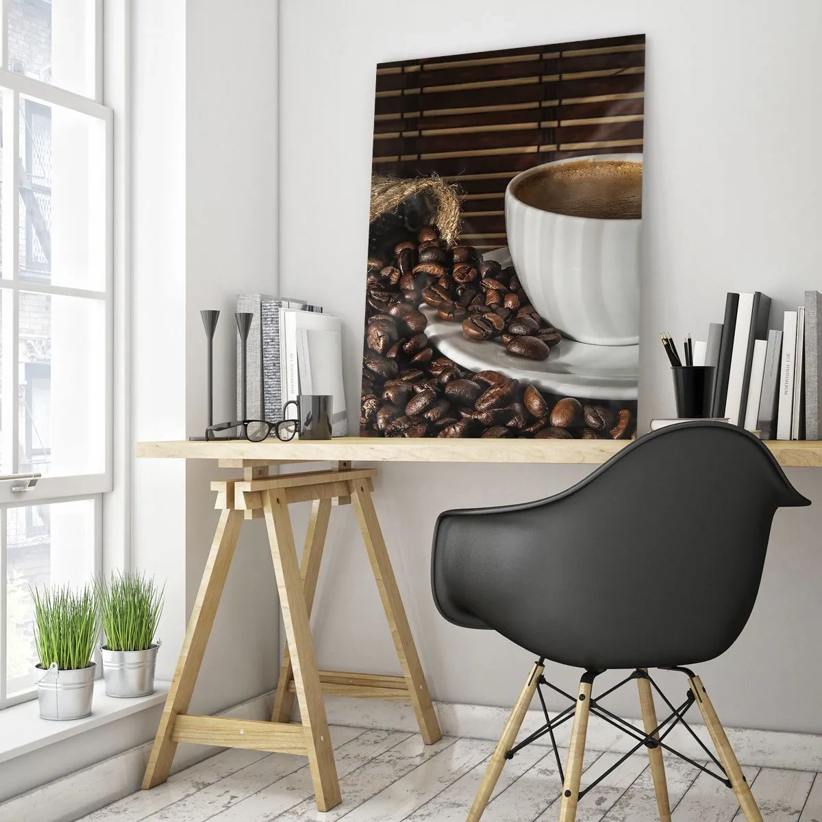 Tablou pe sticlă - Negru de cărbune, transparență de chihlimbar - 50x70 cm