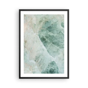 Poster în ramă neagră - Structură din marmură verde cu vene albe delicate - 50x70cm - Răcoarea nobilă a pietrei - Decorațiune modernă pentru perete pentru living și dormitor ARTTOR