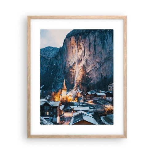 Poster în ramă de stejar deschis - Spiritul luminos al iernii - 40x50 cm