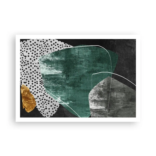 Poster - Abstracție colorată cu fulgi de aur - 100x70 cm