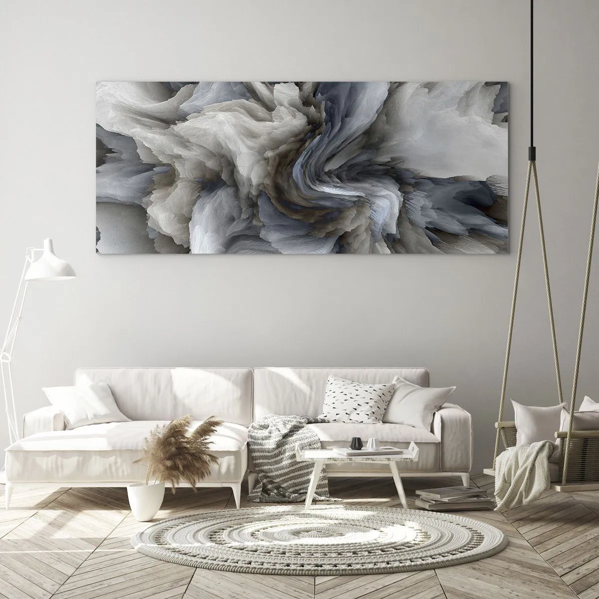 Tablou pe sticlă - Piatră și floare - 100x40 cm