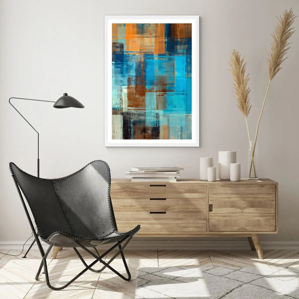 Poster în ramă albă - Prin valul albastru - 70x100 cm