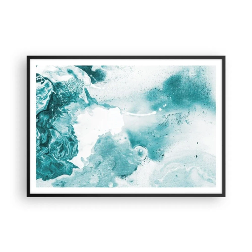 Poster în ramă neagră - Câmpii inundabile de albastru - 100x70 cm