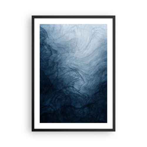 Poster în ramă neagră - Compoziție abstractă în nuanțe de albastru marin - 50x70cm - În adâncuri - Decorațiune modernă pentru perete pentru living și dormitor ARTTOR