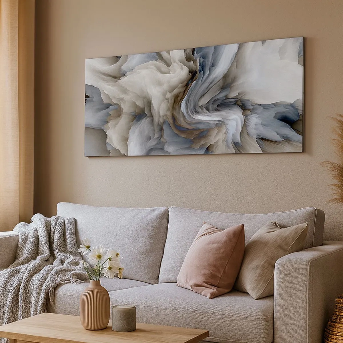 Tablou pe pânză - Piatră și floare - 100x40 cm