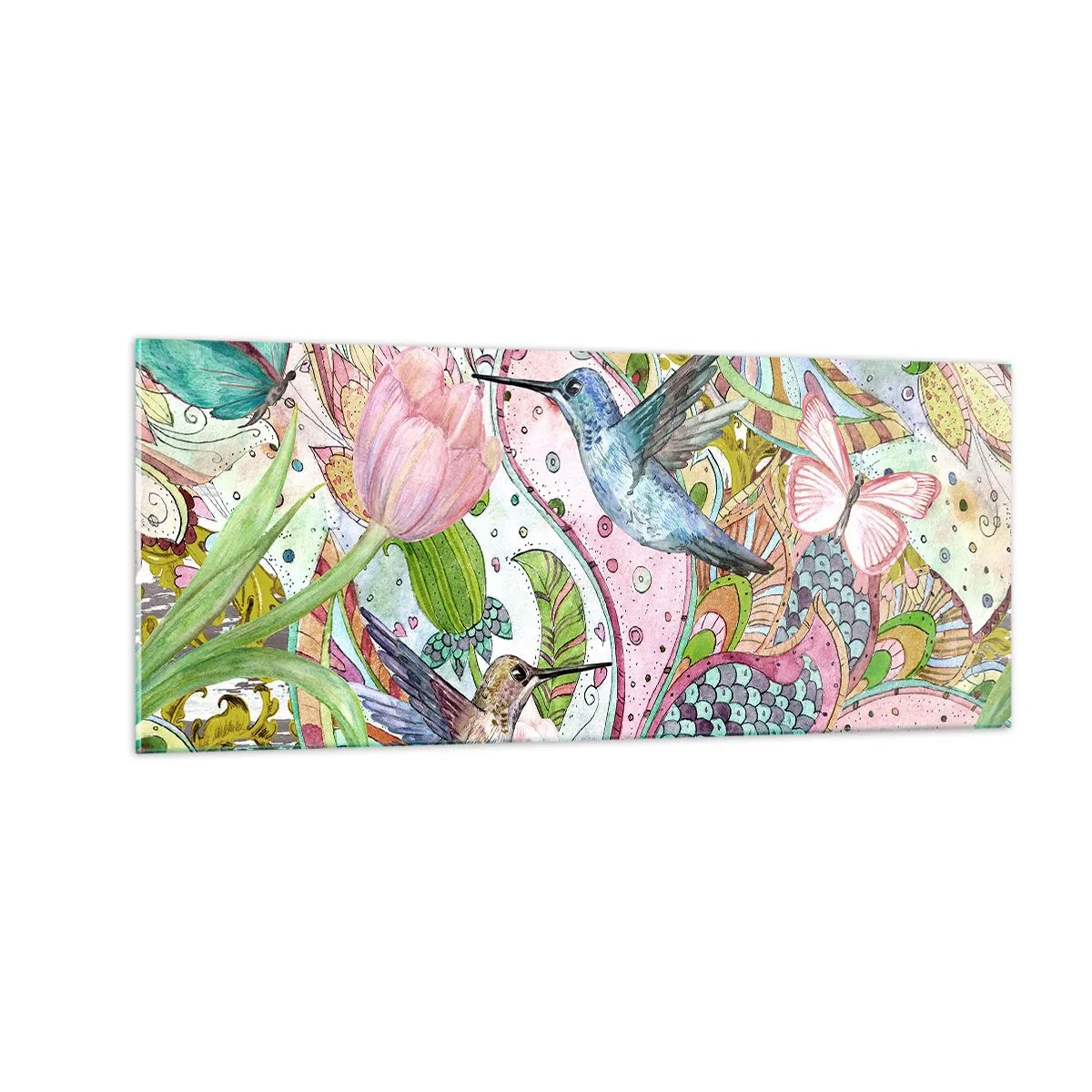 Tablou pe sticlă - Încurcat în viță de vie - 100x40 cm