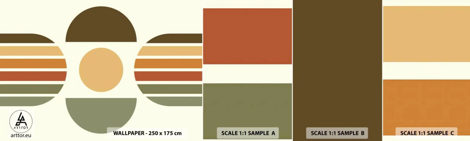 Mostră tapet autocolant Deluxe Sticker - În culorile pământului - Abstracția, Bucată, Grafică - 100x30 cm