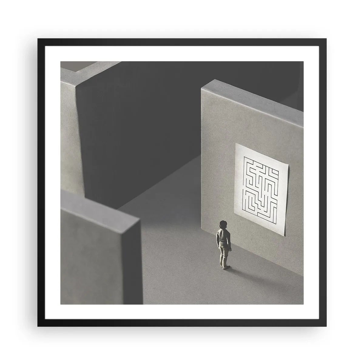 Poster în ramă neagră - Dar unde sunt? - 60x60 cm