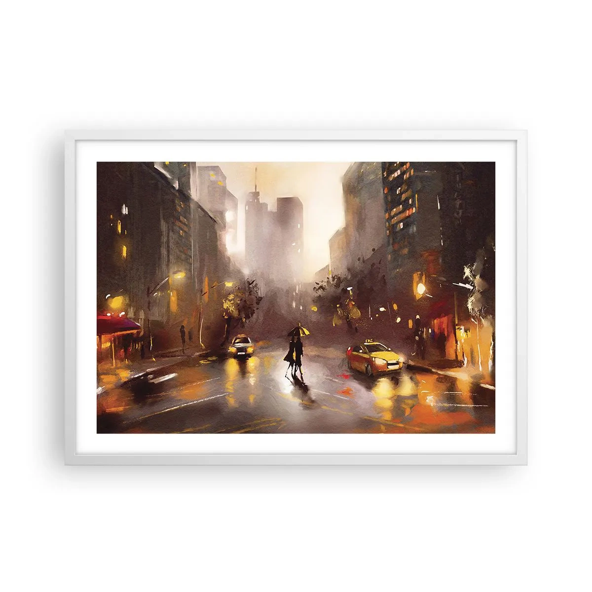 Poster în ramă albă - În luminile New York-ului - 70x50 cm