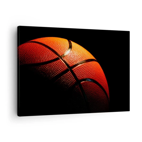 Tablou pe pânză Canvas - Prim-plan al unei mingi de baschet pe un fundal negru - 70x50cm - Frumoasă ca o planetă - Decorațiune modernă pentru perete pentru living și dormitor ARTTOR