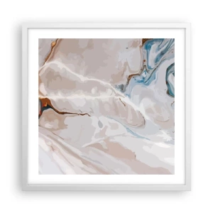 Poster în ramă albă - Meandre albastre sub alb - 50x50 cm