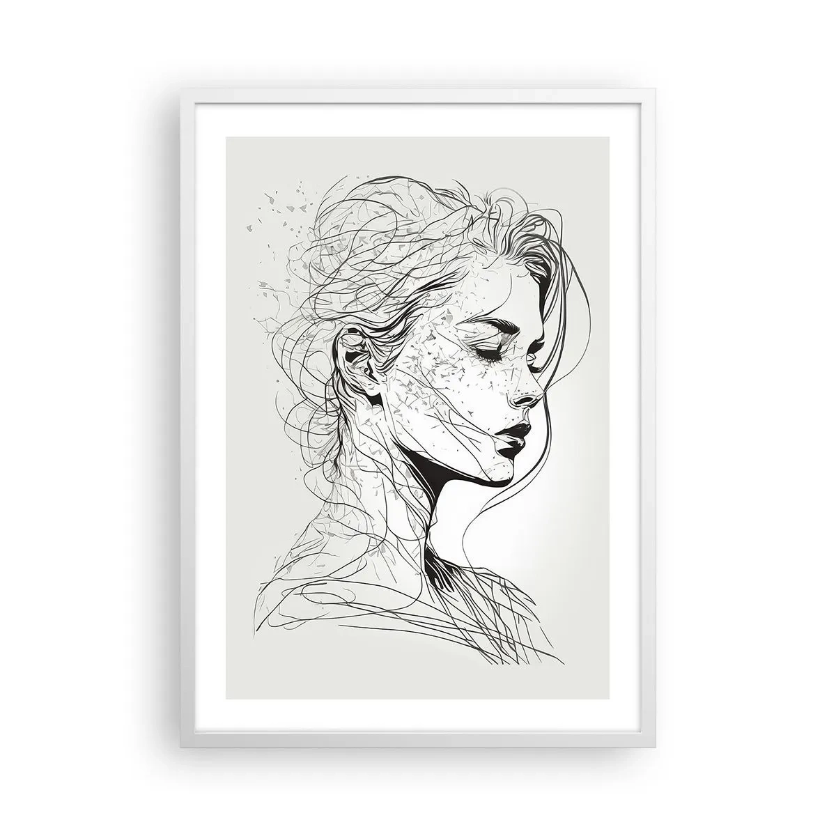 Poster în ramă albă - Desenată cu linii - 50x70 cm