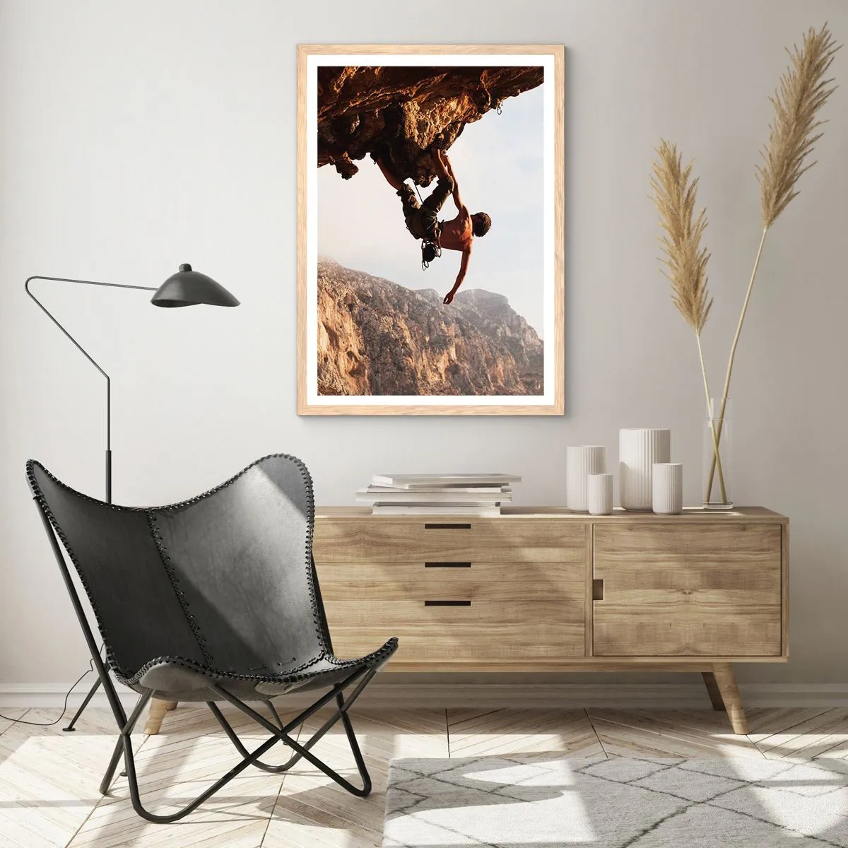Poster în ramă de stejar deschis - Lumea s-a micșorat într-un pumn pe un afloriment de bolovani - 30x40 cm