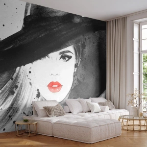 Tapet Premium Canvas - Doamna în negru - Femeie, Chipul de femeie, Portretul unei femei - 100x70 cm