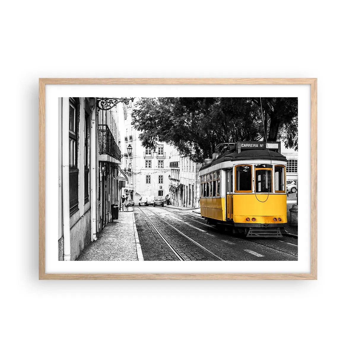 Poster în ramă de stejar deschis - Sună fado în fundal - 70x50 cm