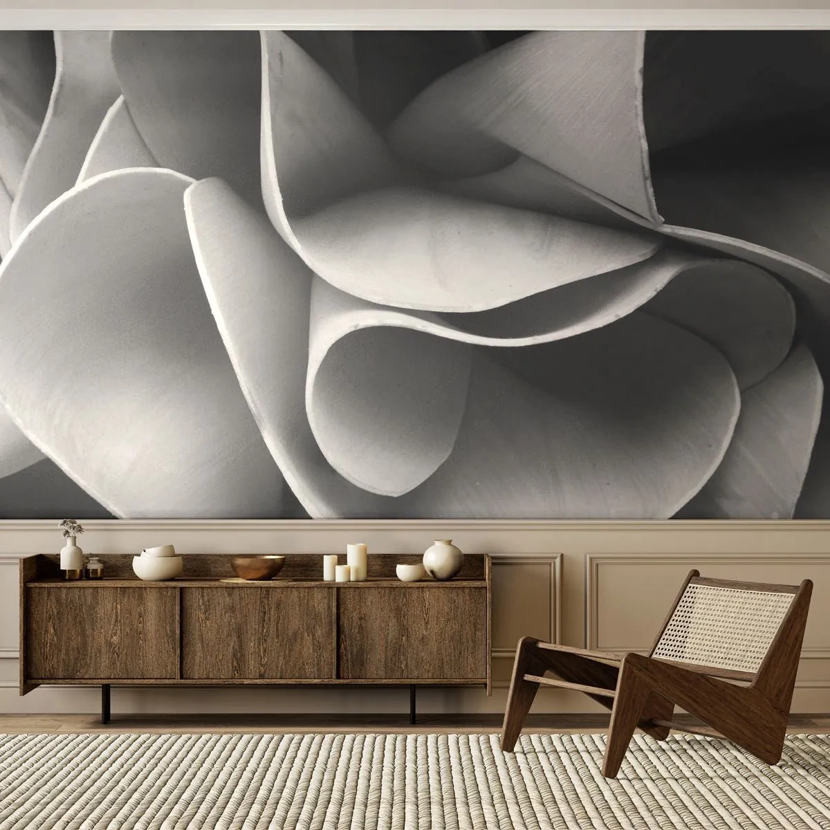 Tapet Premium Sand - Se întâmplă în spațiu - Abstracția, Bucată, alb-negru - 350x256 cm