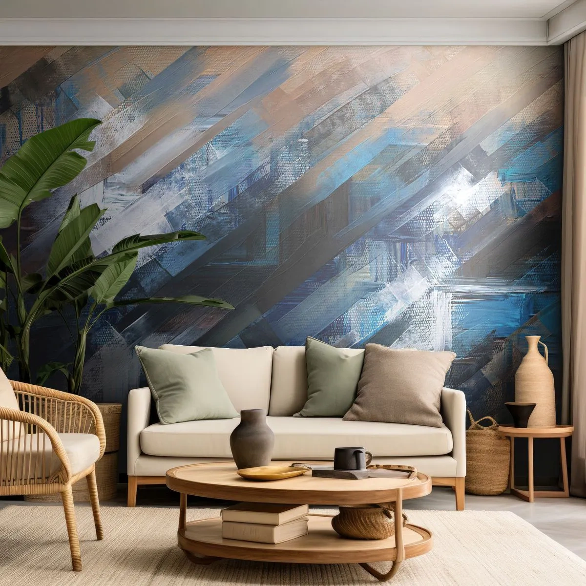 Tapet Premium Sand - Pe o pantă albastră - Bucată, Abstracția, Vopsele - 100x70 cm