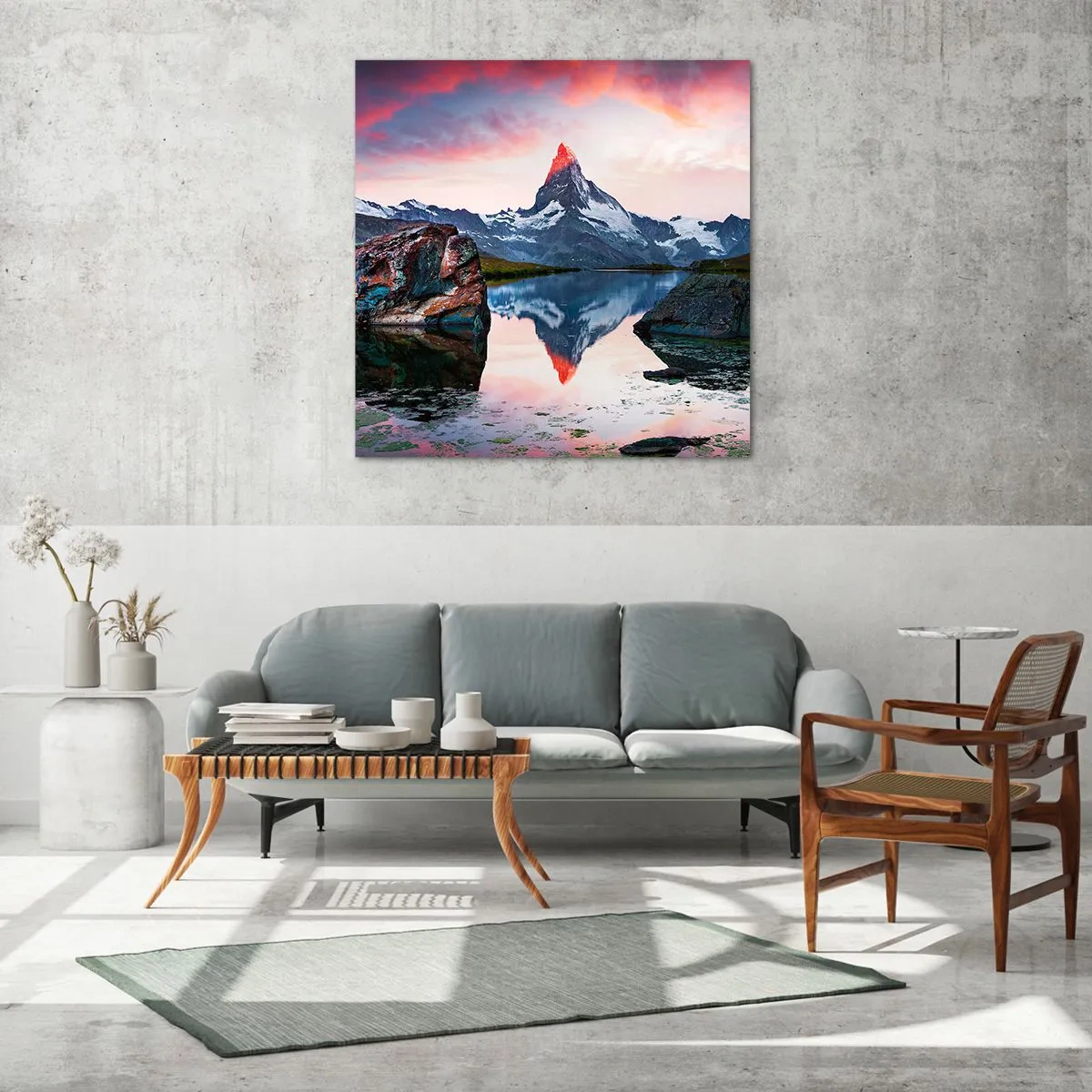 Tablou pe sticlă - Inima munților este fierbinte - 70x70 cm