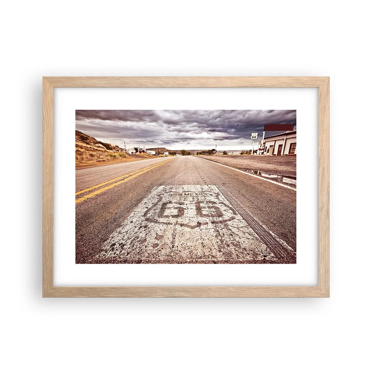 Poster în ramă de stejar deschis - Mother Road - o legendă americană - 40x30 cm