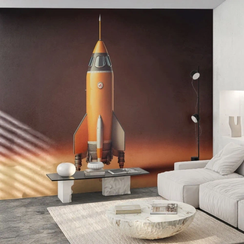 Tapet Standard Eco - Totul începe cu un vis - O rachetă spațială, Creion, Ştiinţă - 350x256 cm
