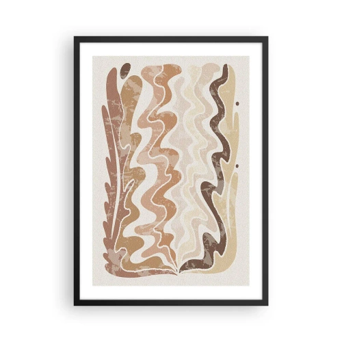 Poster în ramă neagră - O compoziție abstractă în nuanțe calde de bej. - 50x70cm - Energie bună - emoții bune - Decorațiune modernă pentru perete pentru living și dormitor ARTTOR