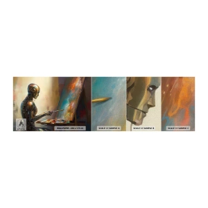 Mostră tapet Premium Canvas - Arta viitorului - Pictura, Robot, Perie - 100x30 cm