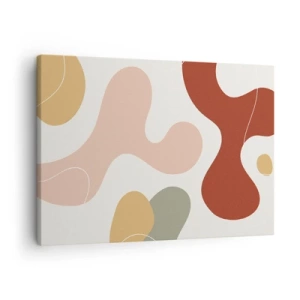 Tablou pe pânză Canvas - O compoziție abstractă în nuanțe pastelate cu forme dinamice. - 70x50cm - Pete colorate? - Decorațiune modernă pentru perete pentru living și dormitor ARTTOR