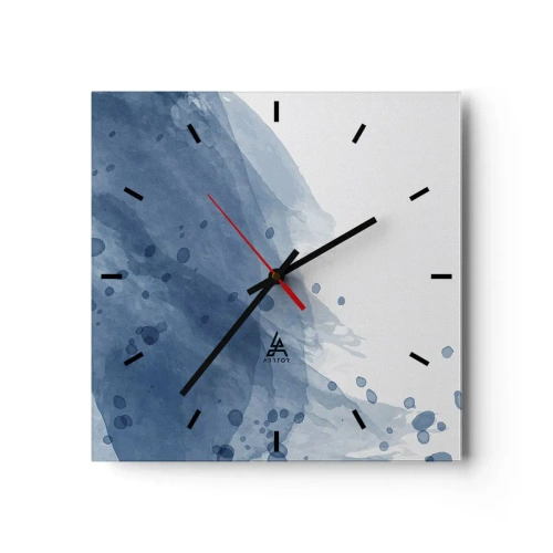 Ceas de perete - Ceas pe sticlă - Tul albastru - 30x30 cm