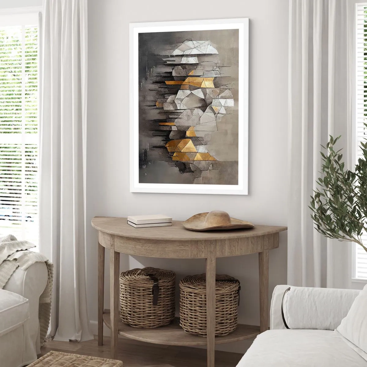 Poster în ramă albă - Compoziție de gheață și lumină - 70x100 cm