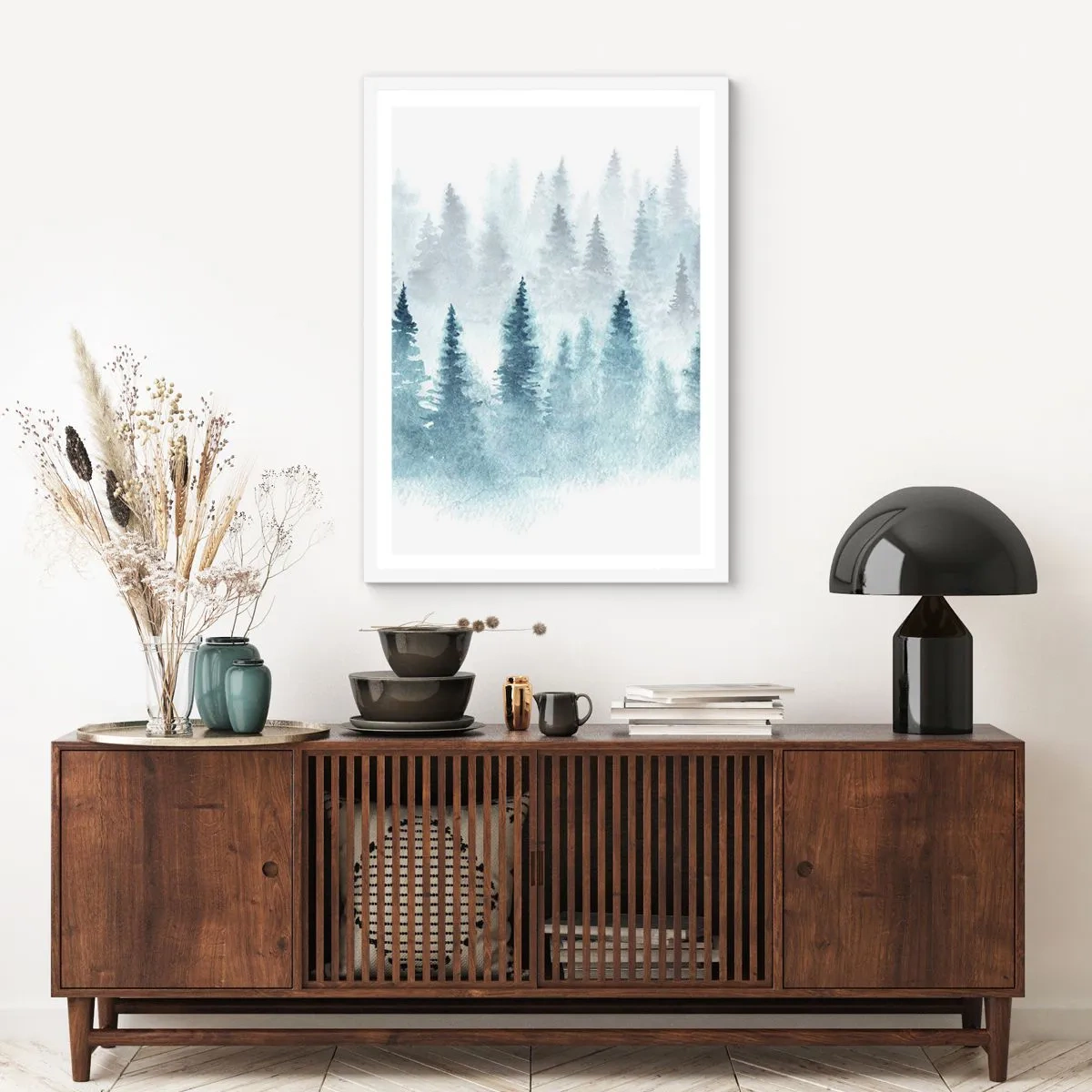Poster în ramă albă - Înfășurate în ceață - 70x100 cm