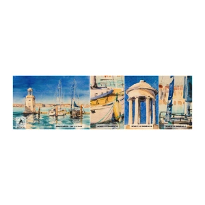 Mostră tapet autocolant Deluxe Sticker - Laguna însorită - Port, Peisaj, Far - 100x30 cm