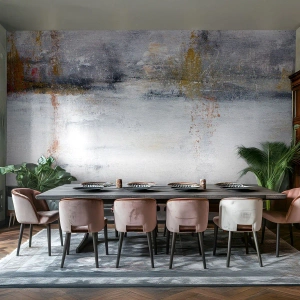 Tapet Standard Eco - Compoziție abstractă în alb, gri și auriu - 100x70cm - În spatele cortinei de aer - Decorațiune modernă pentru perete pentru living și dormitor ARTTOR