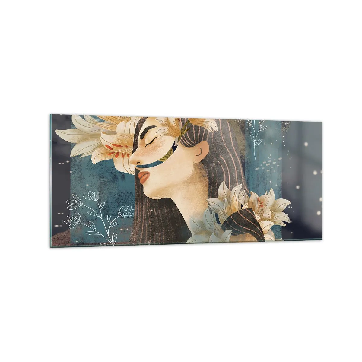 Tablou pe sticlă - Povestea prințesei cu crini - 120x50 cm