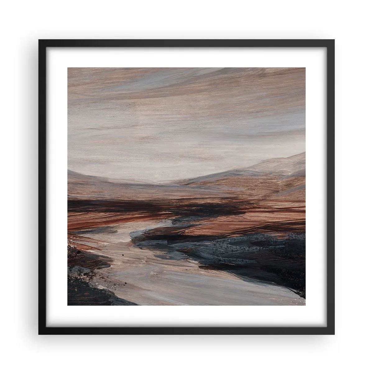 Poster în ramă neagră - Valea liniștită - 50x50 cm