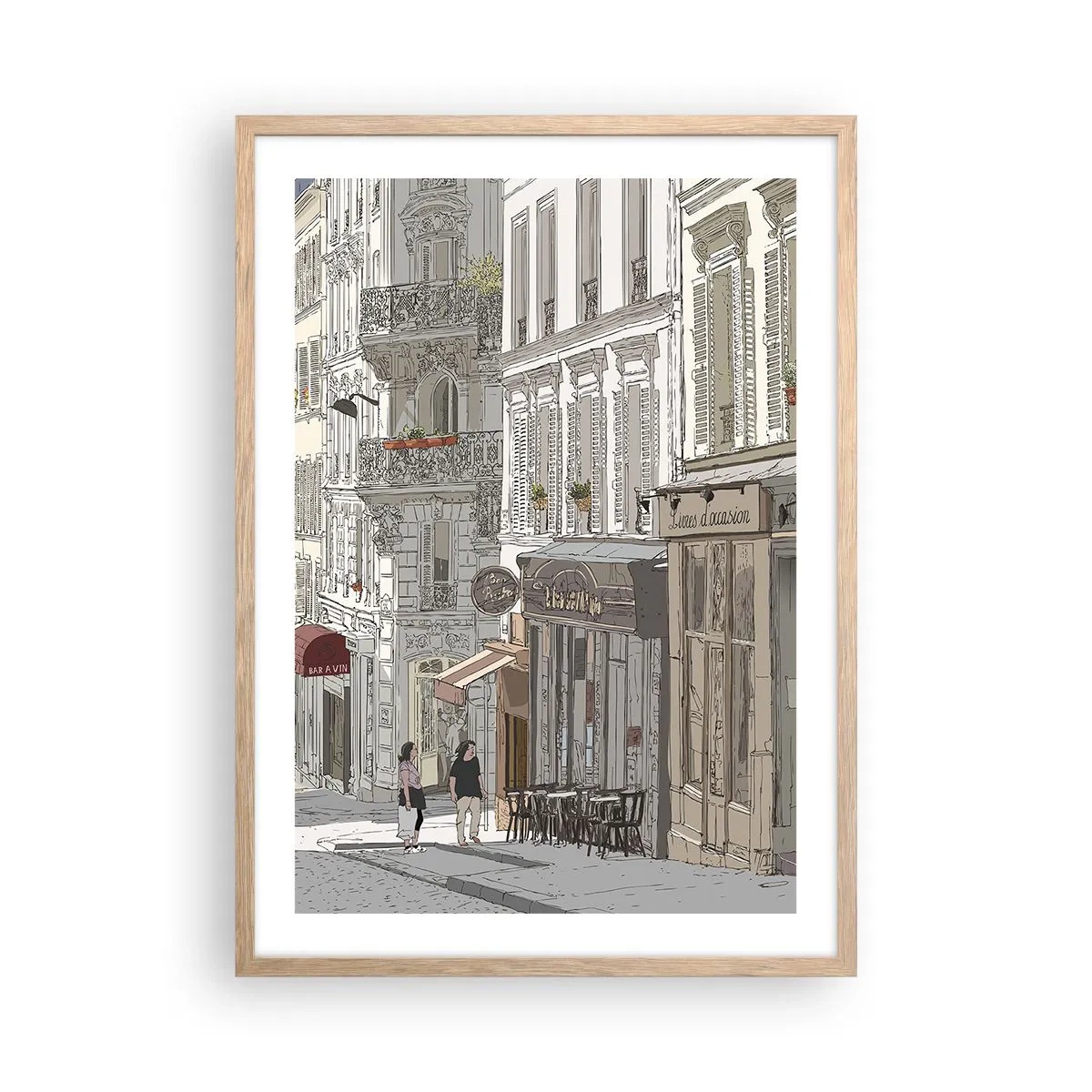 Poster în ramă de stejar deschis - Bucurii urbane - 50x70 cm