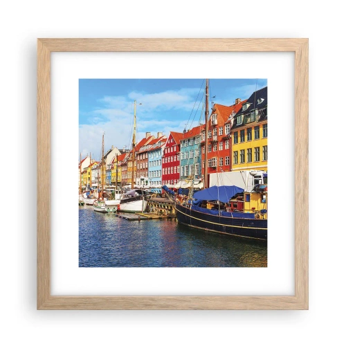 Poster în ramă de stejar deschis - Portul vesel - 30x30 cm