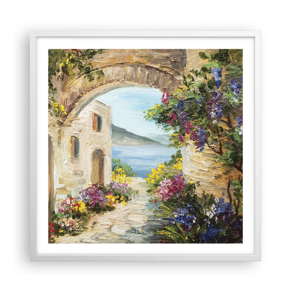 Poster în ramă albă - Farmecul peisajului de coastă - 60x60 cm