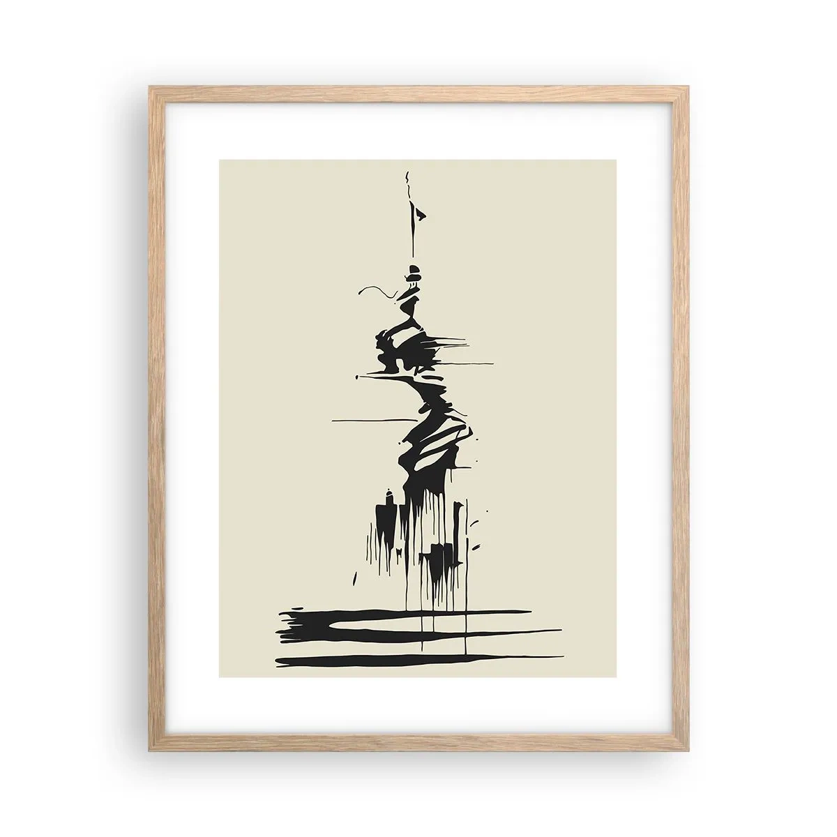 Poster în ramă de stejar deschis - Abstracție pripită - 40x50 cm